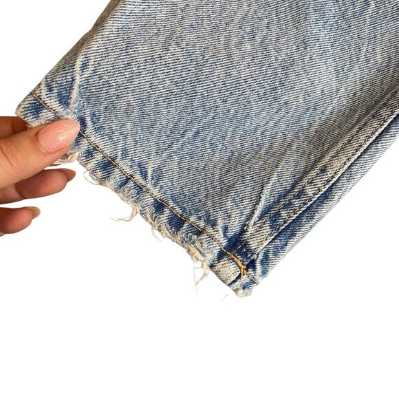 Zara Women’s 8 High Rise Ripped Mom Jeans Blue Distressed Denim Relaxed Fit - Picture 5 of 14